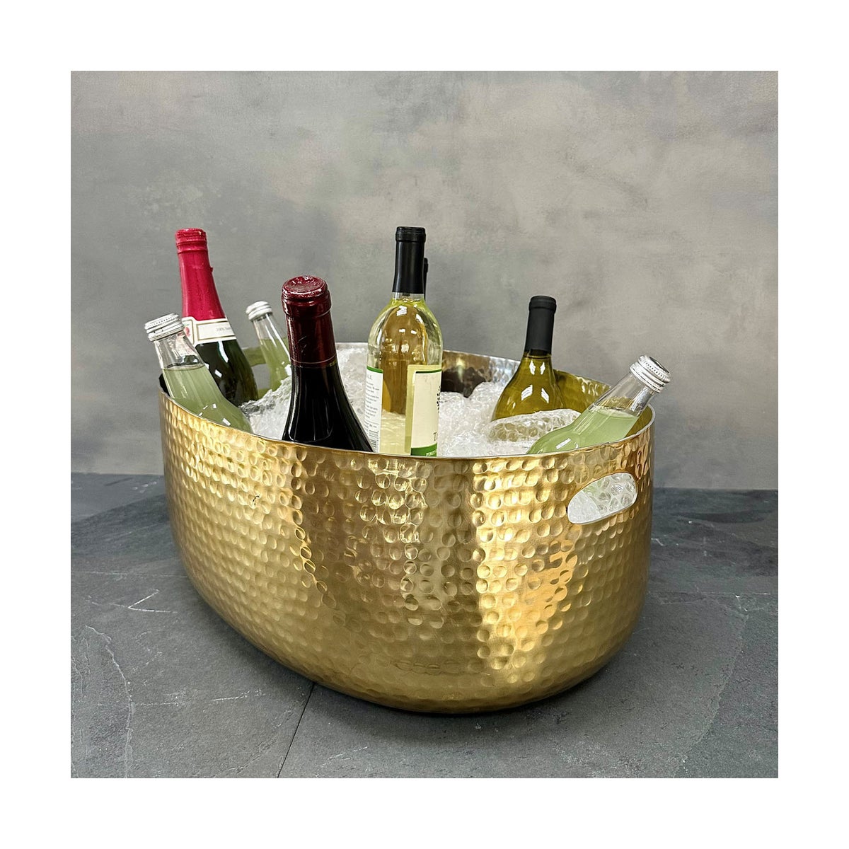 Gold Hand Hammered Tall Aluminum Ice Tub