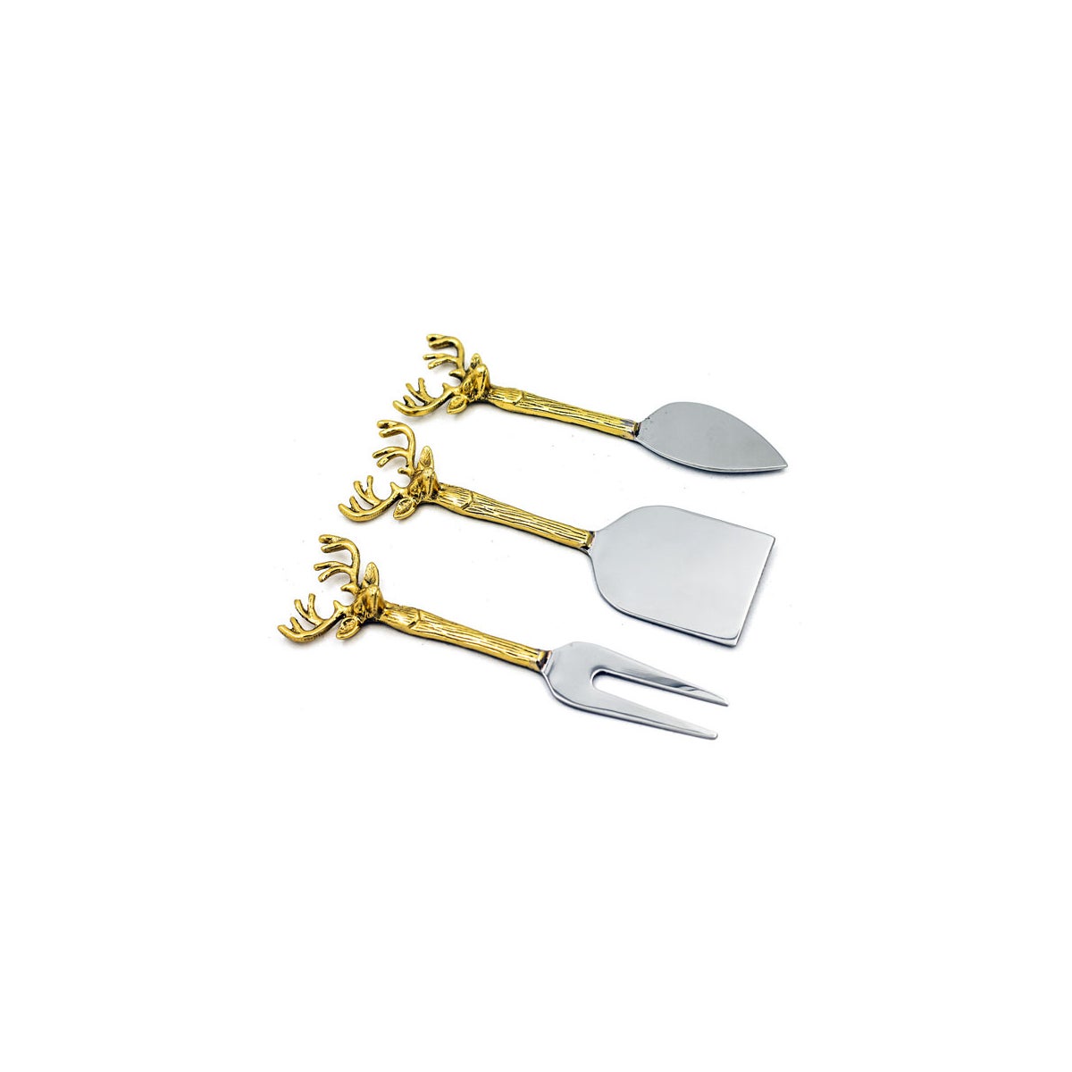 Gold Dear Head Shaped Handle Cheese Set of 3