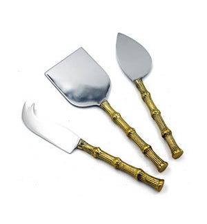Gold Bamboo Shaped Handle Cheese Set of 3