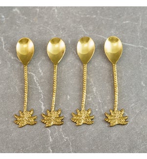 Gold Palm Tree Handles Dessert Spoons Set of 4