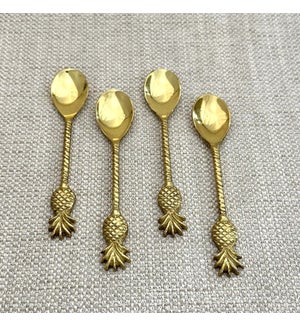 Gold Pineapple Handles Dessert Spoons Set of 4