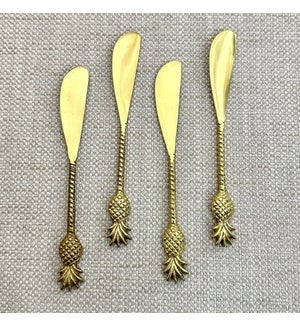 Gold Pineapple Handles Spreaders Set of 4