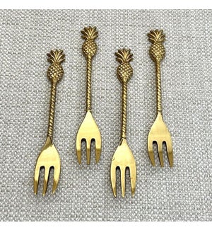 Gold Pineapple Handles Dessert Forks Set of 4