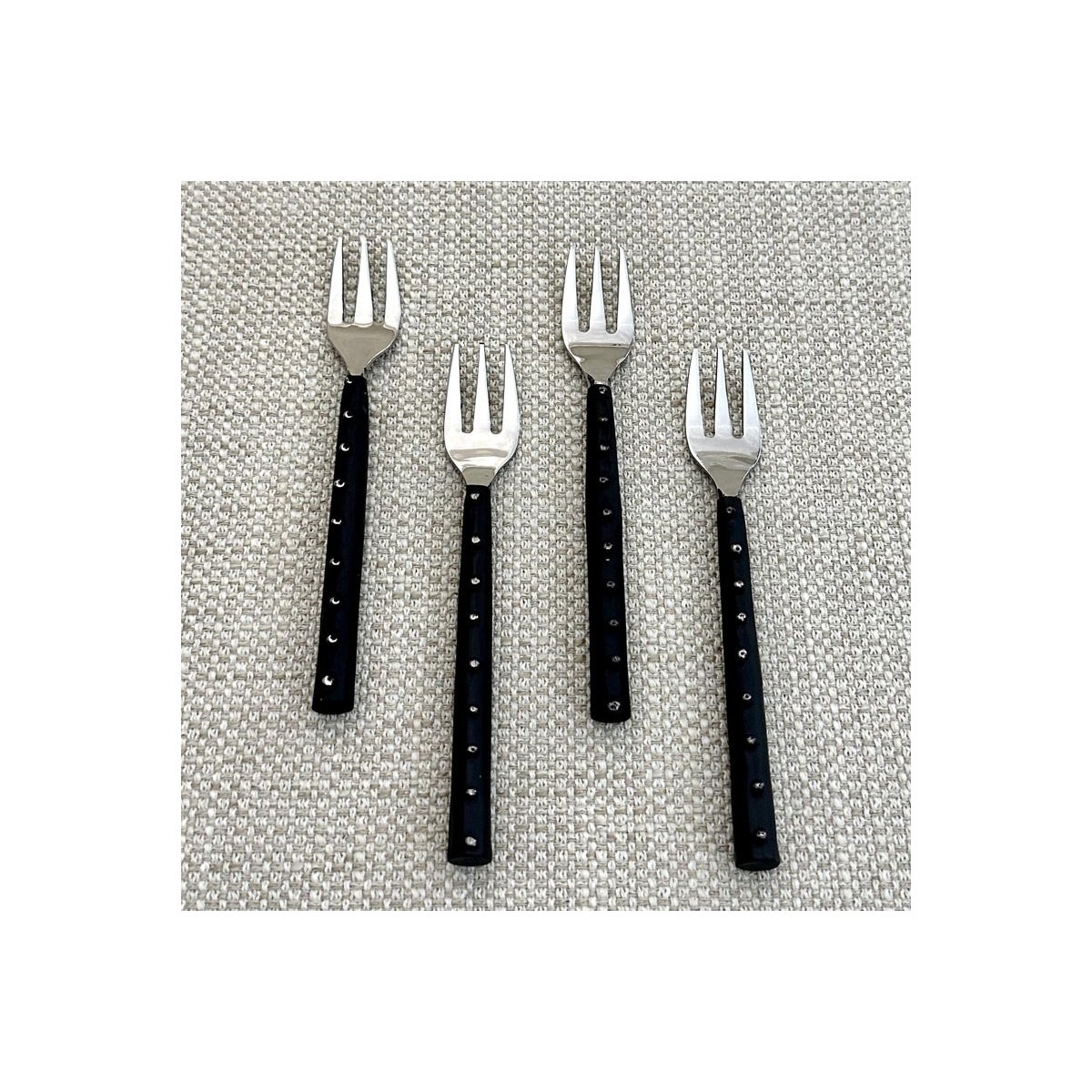 Black Handles Dessert Forks Set of 4