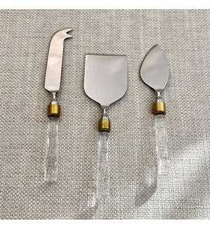 Clear Glass Handle Cheese Set of 3