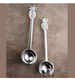 Silver Pineapple Shaped Handle Salad Set of 2