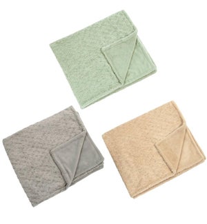 Fur Throw Blanket Assortment - 3pcs, 1 of each colour