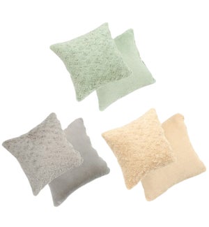 Fur Throw Pillow Assortment - 6pcs, 2 of each colour