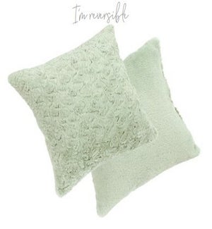 Sage Green Fur Throw Pillow 18" x 18"