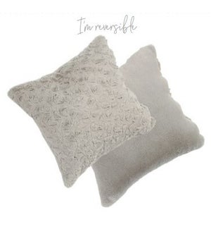 Pewter Gray Fur Throw Pillow 18" x 18"
