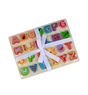 Wooden Alphabet and Number Puzzle Assortment - 6pcs, 3ea of 2 designs