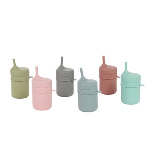 Silicone Cup with Lid and Straw Assortment - 6pcs, 1ea of 6 assorted colours - Dishwasher and microw