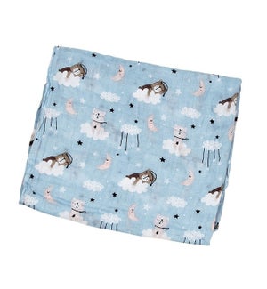 Bamboo Blend Swaddle Blanket - Sleepy Cats, 48" square