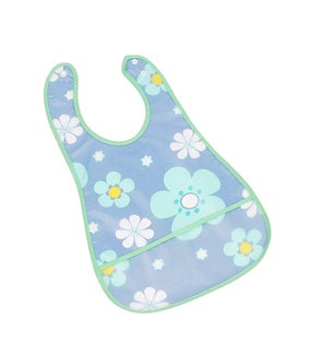 Wipeable Bib with Pocket - Blue Floral