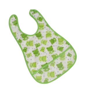 Wipeable Bib with Pocket - Frogs