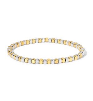Silver and Gold Mixed Cube Bead Bracelet - Small