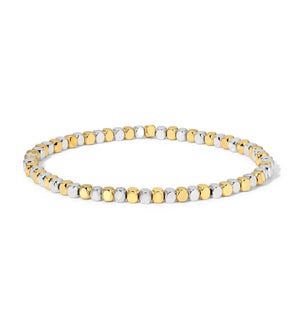 Silver and Gold Mixed Cube Bead Bracelet - Small
