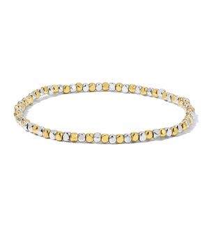 Silver and Gold Mixed Cube Bead Bracelet - Petite