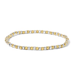 Silver and Gold Mixed Cube Bead Bracelet - Petite