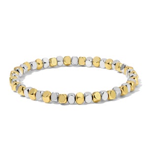Silver and Gold Mixed Cube Bead Bracelet - Medium