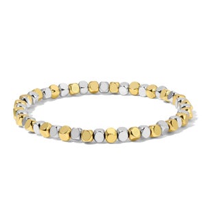 Silver and Gold Mixed Cube Bead Bracelet - Medium