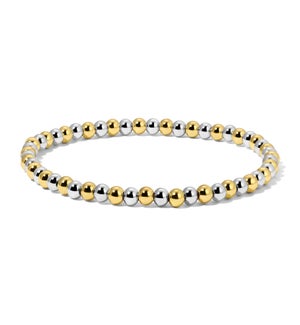 Silver and Gold Mixed Round Bead Bracelet - Small