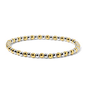 Silver and Gold Mixed Round Bead Bracelet - Small