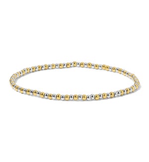Silver and Gold Mixed Round Bead Bracelet - Petite