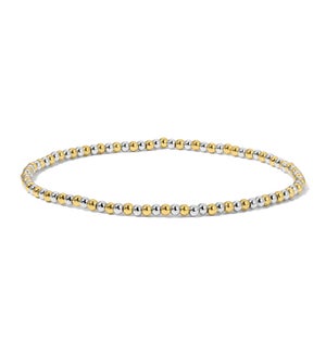 Silver and Gold Mixed Round Bead Bracelet - Petite