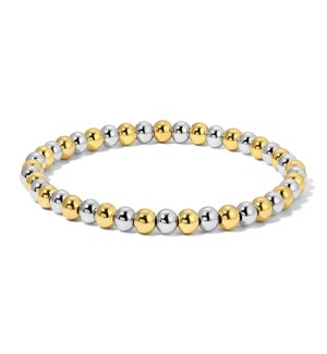 Silver and Gold Mixed Round Bead Bracelet - Medium