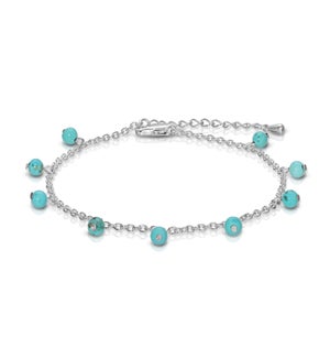 Ankle Bracelet - Silver chain and Turquoise Howlite