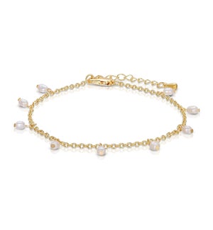 Ankle Bracelet - Gold chain and Pearls