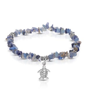 Ankle Bracelet - Denim Sodalite Rock Chip - turtle