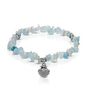 Ankle Bracelet - Angelite Rock Chip - shell charm