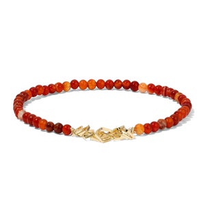 Ankle Bracelet - Carnelian mini gemstone / gold sq