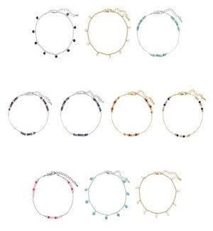 Ankle Bracelet Assorted Chain styles Pre-Pack 30pc