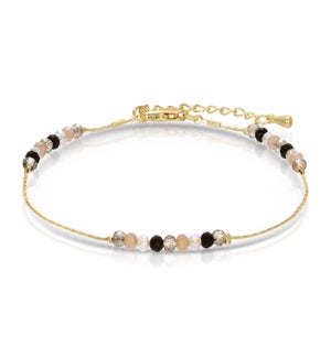 Ankle Bracelet - Black and Taupe mini crystals /gold