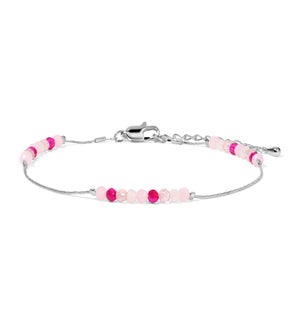Ankle Bracelet - Pink Mix mini crystals / silver
