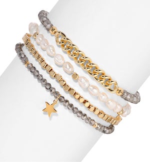 Baroque Pearls and Black Dia Crystal Bracelet Set/4