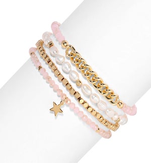 Baroque Pearls and Twilight Shell Pink Crystal Set/4