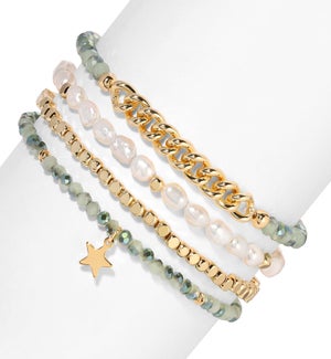 Baroque Pearls and Twilight Sage Crystal Set/4