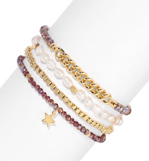 Baroque Pearls and Plum ab Crystal Bracelet Set/4