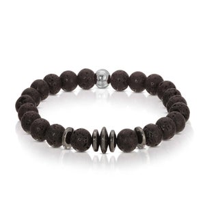 Bracelet - Lava Stone with Ironite Discs