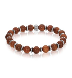 Bracelet - Red Pear Wood with Ironite Spacers