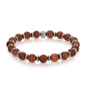 Bracelet - Red Pear Wood with Ironite Spacers