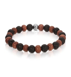 Bracelet - Red Pear and Lava Stone