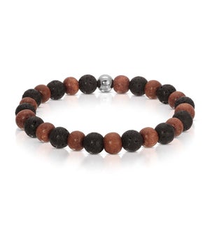Bracelet - Red Pear and Lava Stone