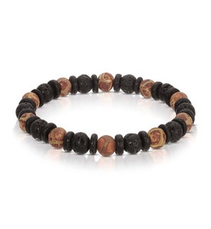 Bracelet - Lava Stone, Coconut, dzi Agate