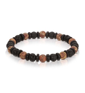 Bracelet - Lava Stone, Coconut, dzi Agate