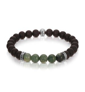 Bracelet - Matt Black Onyx and Moss Agate